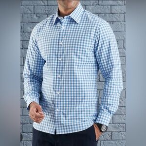 L.L. Bean Checkered Button Down Shirt | Blue | Size Large